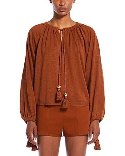 Max Mara Quirite Tie Neck Jumper In Tobacco