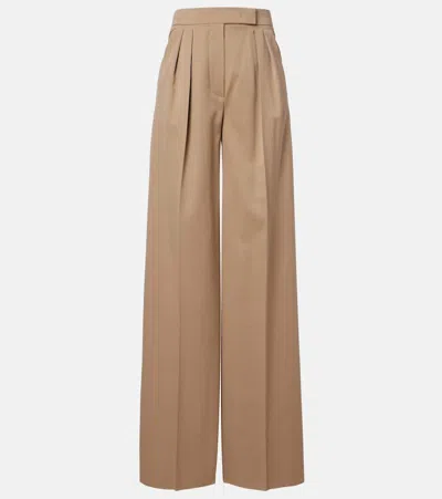 Max Mara Quorum Virgin Wool Wide-leg Pants In Nude