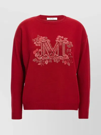MAX MARA 'QUOTA' EMBROIDERED FLORAL SWEATER