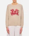 Max Mara Monogram Wool-blend Crewneck Sweater In Beige