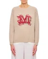 Max Mara Monogram Wool-blend Crewneck Sweater In Neutrals