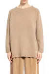 Max Mara Radames Off-the-shoulder Wool And Cashmere Jumper In Brown