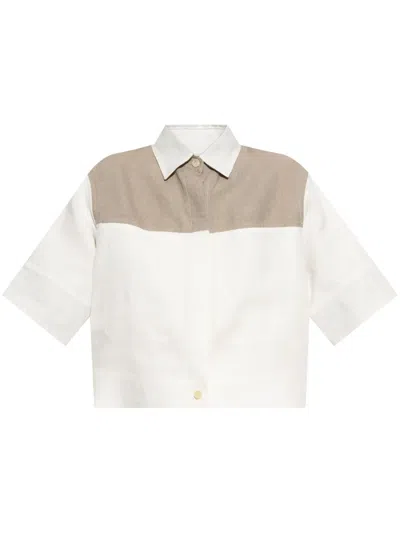 Max Mara Radioso Cropped Linen Shirt In White