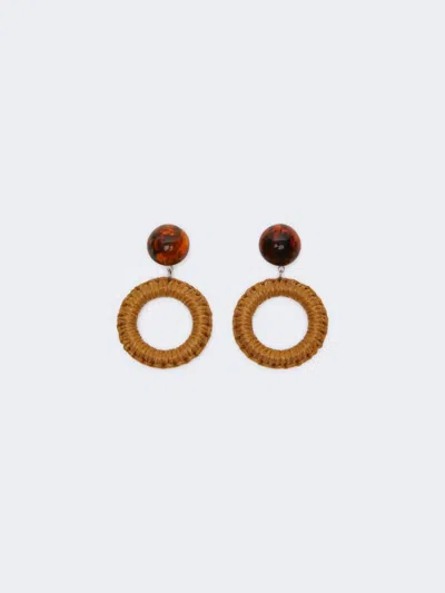 Max Mara Raffia And Resin Earrings In Red