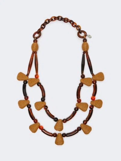 Max Mara Raffia And Resin Necklace In Brown