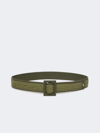 Max Mara Raffia Effect Belt In Green