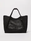 Max Mara Raffia-effect Fabric Medium Marine Bag In Black
