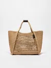 Max Mara Raffia-effect Small Marine Bag In Clay