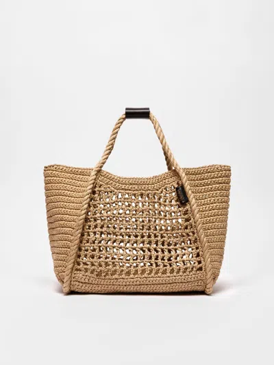 Max Mara Raffia-effect Small Marine Bag In Clay