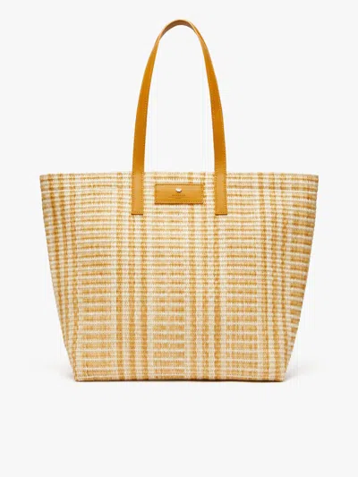 Max Mara Raffia-look Jacquard Shopping Tote In Orange