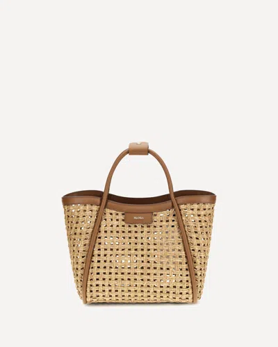 Max Mara Raffia Marine Tote Bag In Neutral