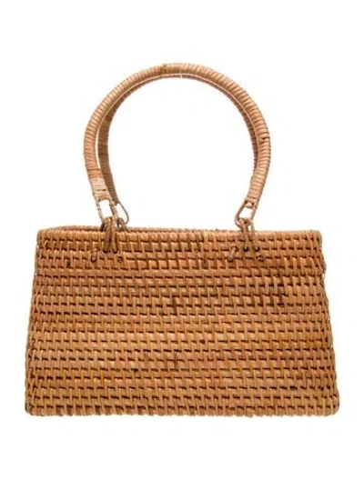 Pre-owned Max Mara Raffia Top Handle Bag In Neutral