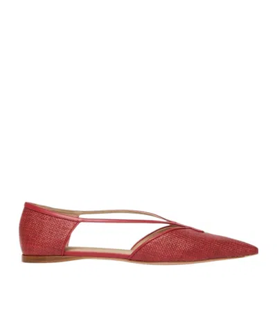 Max Mara Raffia Woven Ballet Flats In Red