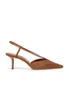 Max Mara Raffia-effect Canvas Slingback Pump In Brown