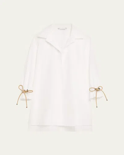 Max Mara Raglan-sleeve Cotton Poplin Blouse In White