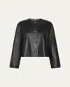 Max Mara Raglan-sleeve Leather Single-breasted Jacket In Black
