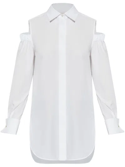 Max Mara Ragni Cotton Shirt With French Collar And Buttoned Cuffs In Neutral