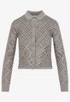Max Mara Ragno Sequin Embellished Virgin Wool Cardigan In Gray