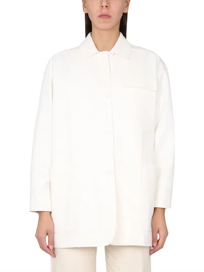 Max Mara Ragtime Drill Workwear Shirt Jacket In White