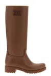 Max Mara Knee-high Rubber Sole Round Toe Boots In Brown