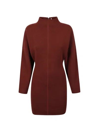 Max Mara Short Wool And Cashmere Yarn Dress In Burgundy
