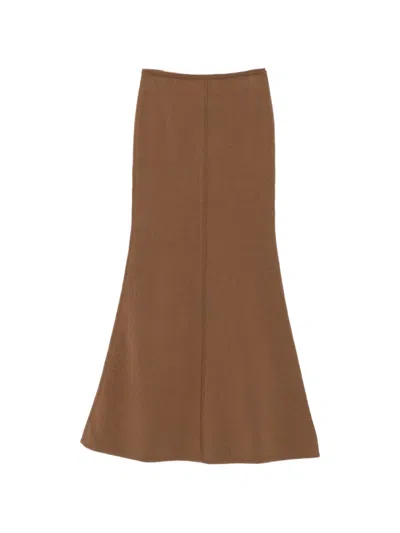 Max Mara Raised-seam Knitted Skirt In Brown