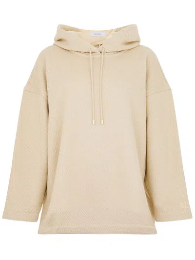 Max Mara Rally Beige Cotton Sweatshirt With Hood