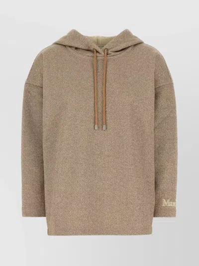 MAX MARA RALLY COTTON BLEND SWEATSHIRT WITH DRAWSTRING HOOD