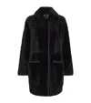 Max Mara Ram Shearling Reversible Coat In Brown