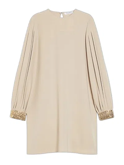 Max Mara Ramadam  Cady Blouse With Pleated Sleeves In Neutral