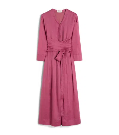 Max Mara Ramie Canvas Midi Dress In Red