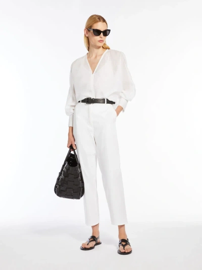 Max Mara Ramie Gauze And Lace Blouse In White