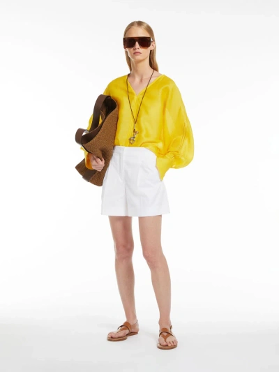 Max Mara Ramie Gauze And Lace Blouse In Yellow