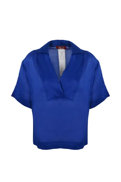 Max Mara Ramie Gauze T-shirt In Bluette