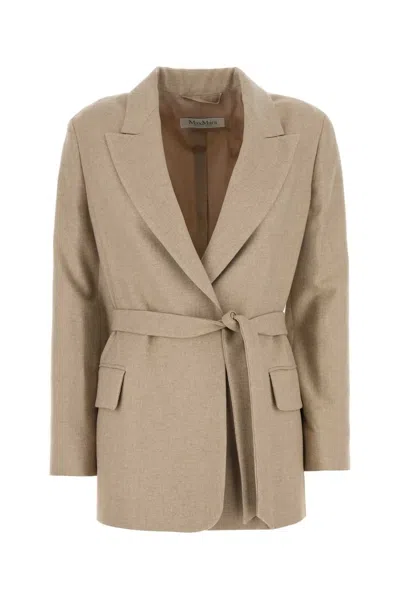 Max Mara Cappuccino Wool Blend Randers Blazer In Brown