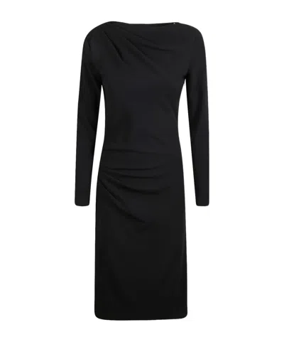 Max Mara Raoul Abito Draped Midi Dress In Black