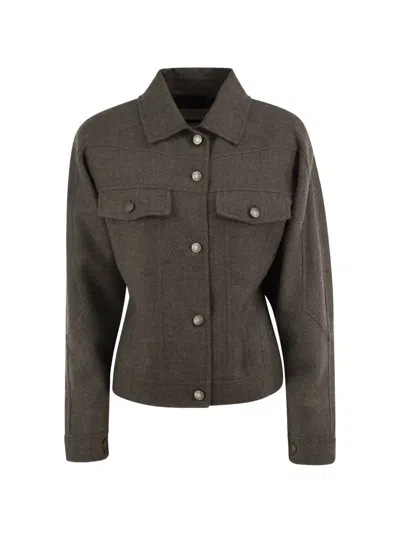 Max Mara Rapace Virgin Wool Jacket In Gray