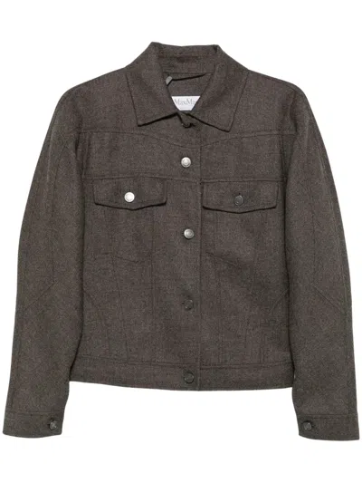 Max Mara Rapace Wide-collar Felted Wool Jacket With Chest Flap Pockets In Gray