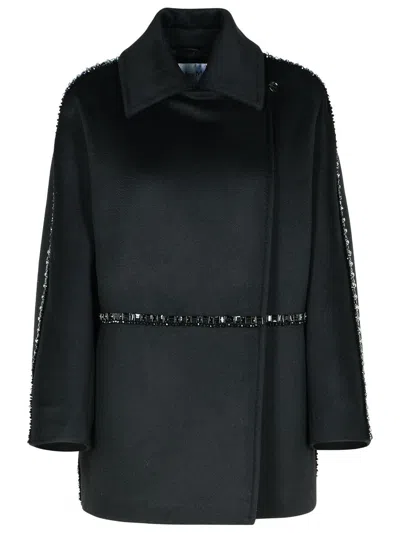 Max Mara Rapido Camel Coat In Black