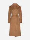 Max Mara Cles Belted Wool-blend Coat In Camel