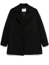 Max Mara Luxe Wool Coat Crystal Embellishment In Black