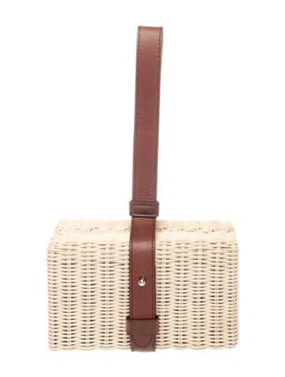 Pre-owned Max Mara Rattan Top Handle Bag In Neutrals