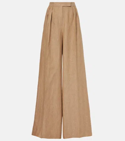 MAX MARA RAUCHE LINEN WIDE-LEG PANTS