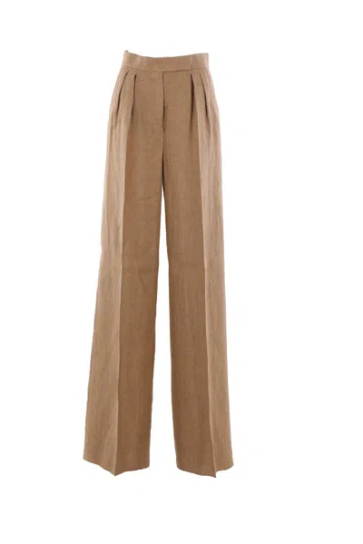 Max Mara Rauche Wide-leg Trousers In Brown