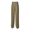 Max Mara Rauche Wide Trousers In Light Brown Linen