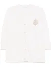 Max Mara Ravello Cardigan With Deep V-neck And Embroidered Emblem In 1 White
