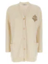 Max Mara Knit Cardigan With Ribbed Cuffs And Hem In Neutral