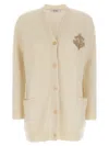 Max Mara Knit Cardigan With Ribbed Cuffs And Hem In Neutral
