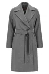 Max Mara Woven Draped Wool Coat In Gray