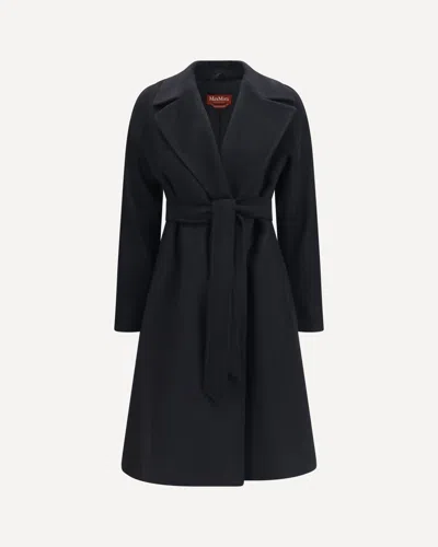 Max Mara Ravenna Coat In Virgin Wool In Nero